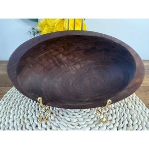 Vintage Monkey Pod Wood Bowl Hand Carved Serving Dish Mid Century Wood Decor